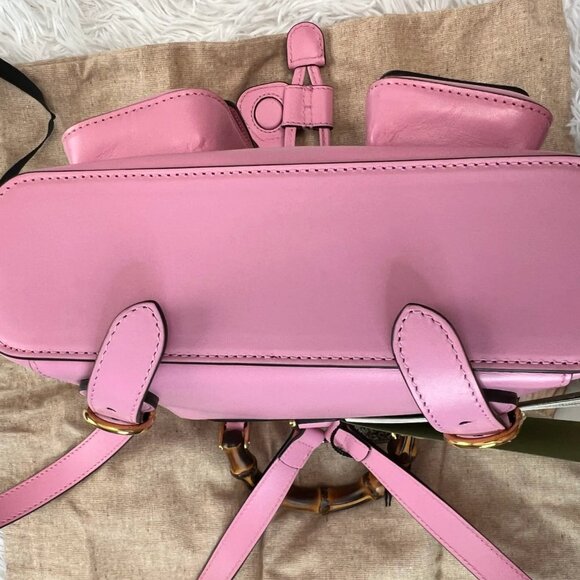 Gucci Small Pink Bamboo Leather Backpack - Picture 8 of 12